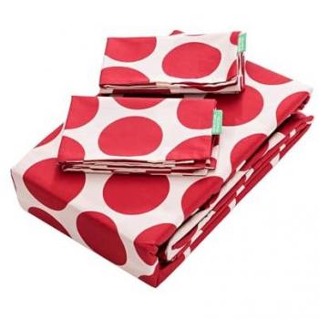 Set 4PZS Funda Nórdica King Rojo 100% Algodón (250x230cm c/30cm) + Sábana Bajera (200x200cm c/30cm) + 2 Almoh