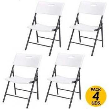 Conjunto de 4 Sillas Plegables Lifetime en Color Blanco, Pack de Ahorro