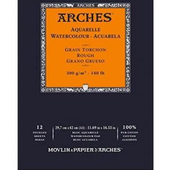 Bloc de Acuarela Arches 29,7x42 cm 300 g/m² Grueso 100% Blanco 12 Hojas