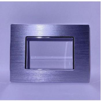 Placa de Lujo 3 4 6m en Metal Satinado Plata Compatible con Bticino Axolute - 3 Foros