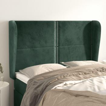 Cabecero con orejas de terciopelo verde oscuro 147x23x118/128cm VidaXL