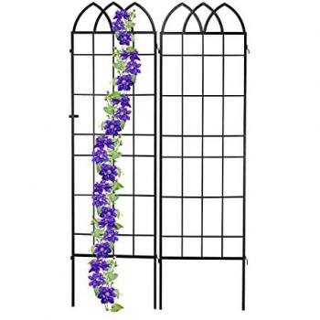 Enrejado de Metal para Plantas Trepadoras, Pack de 2, Celosía Exterior 183 x 51 cm, Color Negro