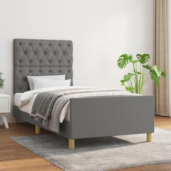 Cama solar sin colchón de Tela Gris oscuro 80x200 cm - Estructura de cama con cabecero de tela gris oscuro 80x200 cm vidaXL - Gris