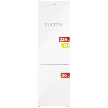 Frigorífico Combi EVVO F55W Glass 186cm No Frost 322L Clase D Blanco Brillo con Motor Inverter y Luz Interior LED