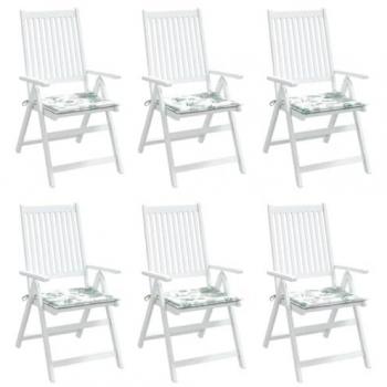 Cojines de silla 6 piezas Patrón de hojas 50x50x3 cm Tela