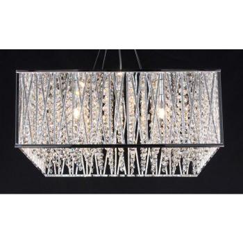 Lámpara colgante Melenki Chrome de 11 bombillas, 39 cm, cristal cromado oblongo