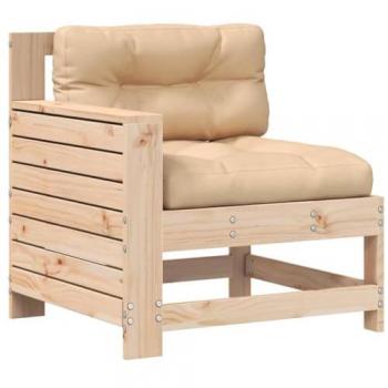 Sofá de jardín con reposabrazos y cojín de madera maciza de pino, mueble modular, sillón para patio, terraza o porche