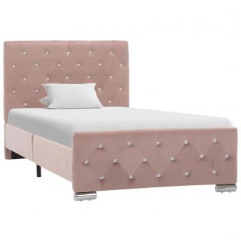 Estructura de cama terciopelo rosa 90x200 cm sin colchón