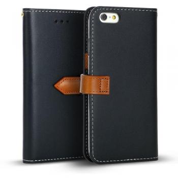Wetherby DesignSkin Premium Funda tipo cartera de piel auténtica, fabricada totalmente a mano, cierre ajustable, de alta calidad, con tarjetero, para iPhone 6S y 6 de 4,7 pulgadas, compatible con Apple iPhone 6, color azul