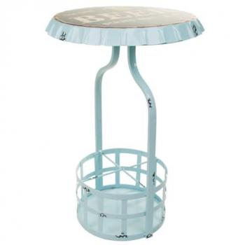 Mesa botellero de metal azul 42x42x60h cm