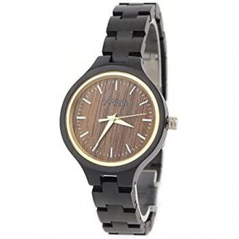 Reloj de Madera para Mujeres Wave Hawaii - Citizen Miyota 3,5 cm Ébano Marrón/Negro