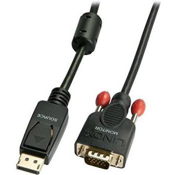 LINDY 41941 Cable Adaptador de DisplayPort a VGA, 1 Metro, Negro