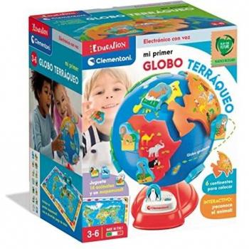 Clementoni- Mi Primer Globo Terráqueo; Un Mapamundi Interactivo Junior con Continentes Y Animales; Juego