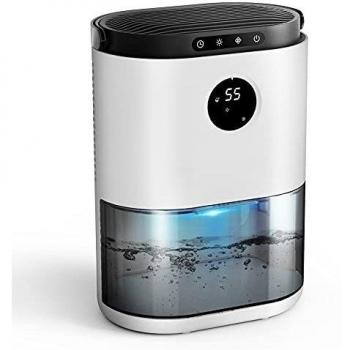 UGHEG Deshumidificador, 2.3L,Semiconductor Doble, Descongelación Automática, Ajuste de Tiempo, 7 Colores LED, Sensor de Humedad, Contra el Moho y la Humedad para Habitaciones, Hogares Armarios Garajes