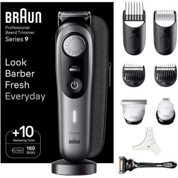 Braun BeardTrimmer BT9420 Recortadora de Barba Inalámbrica con 8 Accesorios, Wet&Dry, 180 Minutos de Autonomía, Negra