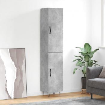 Aparador de madera contrachapada gris hormigón 34,5x34x180 cm