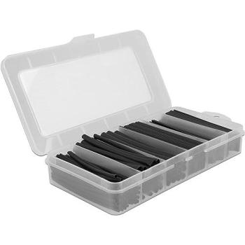 Caja surtida de tubos termoretráctiles Delock, 2:1, color negro, 196 piezas
