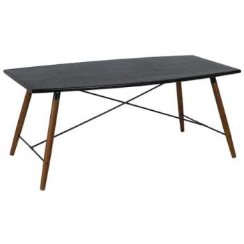 Mesa de Comedor OSLO Negro Natural Madera Hierro MDF 179 x 90 x 75 cm