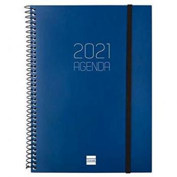 Finocam - Agenda 2021 Semana vista apaisada Espiral Opaque Azul Español
