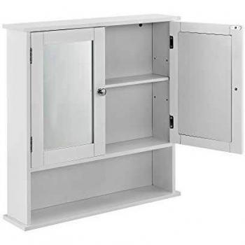 Armario de Pared para Baño con Espejo - 58x56x13cm - Blanco MDF