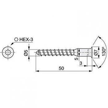 Lote de 500 tornillos autorroscantes Emuca D. 5 x 50 mm con cabeza plana Allen