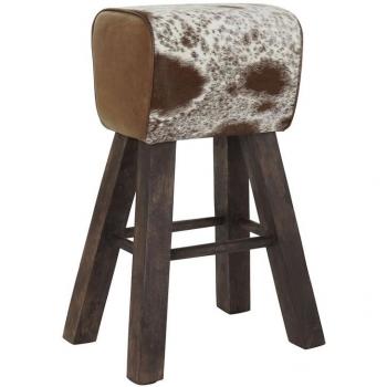 Taburete DKD Home Decor Negro Madera Marrón Piel Blanco