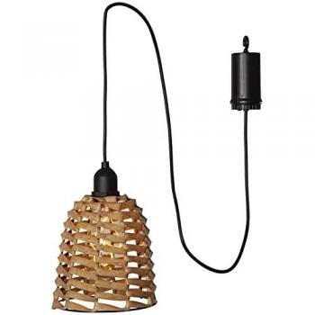 Lámpara Colgante LED Exterior Twine de Plástico Marrón Ø 15cm con Batería