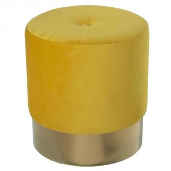 Puff Terciopelo Mostaza Alexandra House Living 40 x 43 x 40 cm Madera
