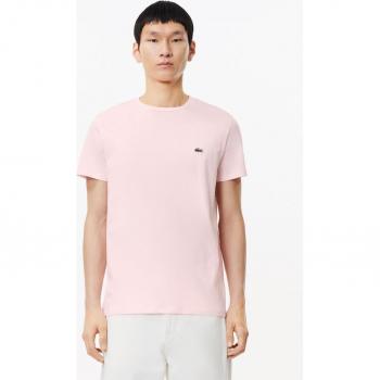 Lacoste Men's Pink Pima Cotton T-Shirt with Logo, Size 2XL
