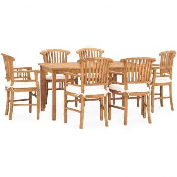 Conjunto de comedor de jardín Day and Night de 7 piezas en teca maciza con cojines