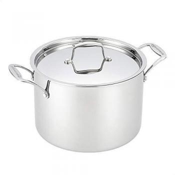 Amazon Commercial - Olla de acero inoxidable de 3 capas con tapa, 7.57 L