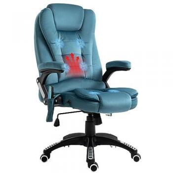 Silla de Oficina Ergonómica Vinsetto con Función de Masaje y Calor, Silla Giratoria Ajustable para Gaming y Trabajo, Color Azul