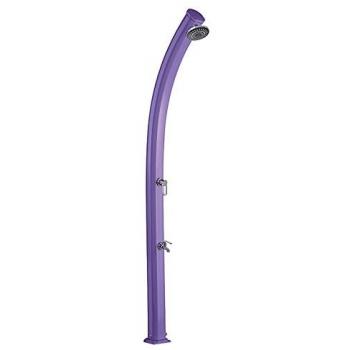 Ducha Solar Morada con Enjuaga Pies Poolstar DS-A522VO - Ducha solar exterior de 25 litros, dimensiones 233x15x16.5 cm, fabricada en aluminio, incluye lavapies, cabezal