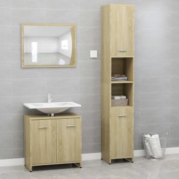 Conjunto de muebles de baño 3 piezas aglomerado roble sonoma