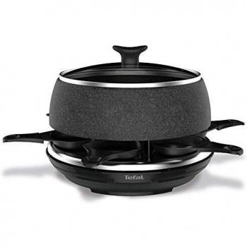 Tefal Cheese'N'Co RE12C8 - Raclette, revestimiento antiadherente, 6 bandejas, 6 tenedore individuales, 850 W, acero inoxidable, 6 funciones en 1, con Accesorios, con libro de recetas