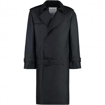 Burberry Men's Black Silk Trench Coat, Size L, Model 8087101155829, Color A1189