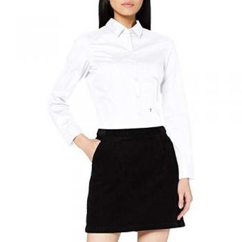 Blusa Slim Fit de Mujer Seidensticker, Talla 36, Blanca, 96% Algodón y 4% Elastano, Manga Larga, Sin Cuello