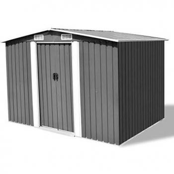 vidaXL Garden Storage Shed Grey Metal 257x205x178 cm