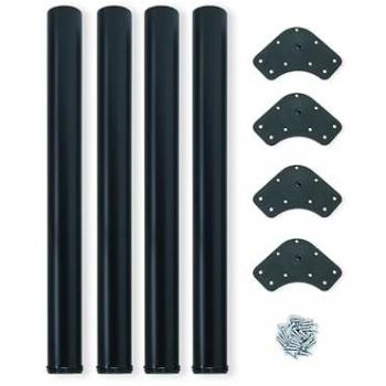 Emuca - Lote de 4 patas para mesa, diámetro 60mm, altura regulable 830-850mm, acero pintado negro