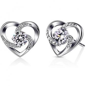 B.Catcher Pendientes Mujer corazón Plata de Ley 925 ''Amor a Primera Vista'' con San Valentín Regalo Originales