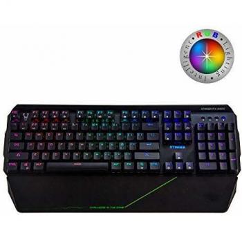 Woxter Stinger RX 2000 K - Teclado Gaming Mecánico, Estructura de Aluminio, Micro Switch, Led RGB seleccionable en cada tecla, Cable de Nylon, Compatible PC/PS4/Fortnite/Apex Legends