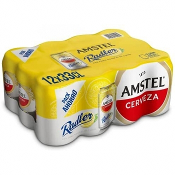 Amstel Radler Cerveza Sabor Limón, Lote de 12 Latas de 330ml - Total: 3.96L