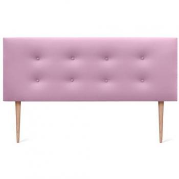 Cabecero Tapizado de Polipiel Rosa Aqualine Pro 135x105cm con 2 Hileras de Botones y Patas para Camas 120/135/140