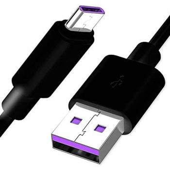 Cable de Carga Rápida 5A y Sincronización USB Tipo C Negro para Smartphones y Tablets
