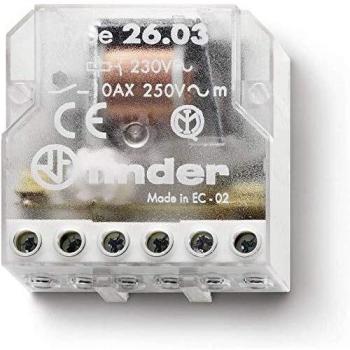 Interruptor de impulso Finder 26.03.8.230.0000, 1xEncendido 1xApagado, 250V/10A, 230V AC