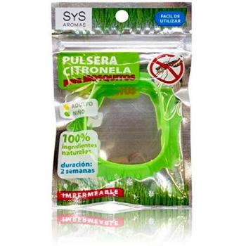 Pulsera NIÑO Silicona Verde CITRONELA. Repelente Natural Sin Deet Mosquitos Natural