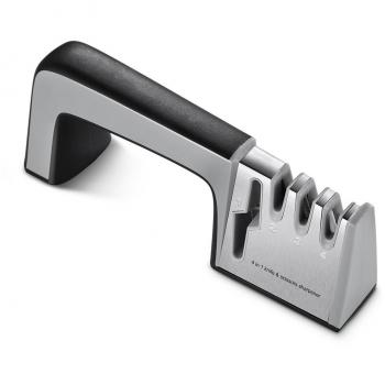 Afilador Cuchillos, Synerky Afilador de Cuchillos profesional Afilador Multifuncional Doméstico Afilador de Tijeras de Hogar Herramientos de Cocina Manual con 4 Ranuras Diferentes...