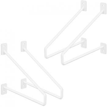 Soporte de Estante Triangular Industrial 220 mm Blanco - Juego de 4 para Estantería Flotante Minimalista