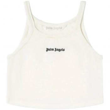 Palm Angels Women's Classic Logo Tank Top in White | Size Large | PWAD060S24FAB002
