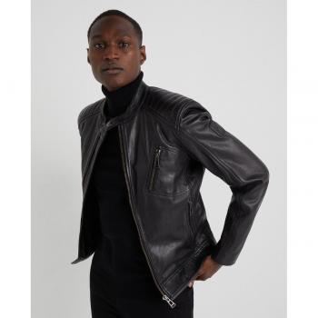 Belstaff Men's Black Leather Jacket, Size S (46)